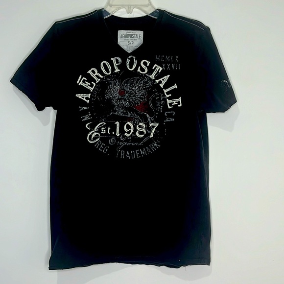 Vintage men’s Aeropostale single stitch black est. 1987 short sleeve t shirt S/P - Picture 1 of 16